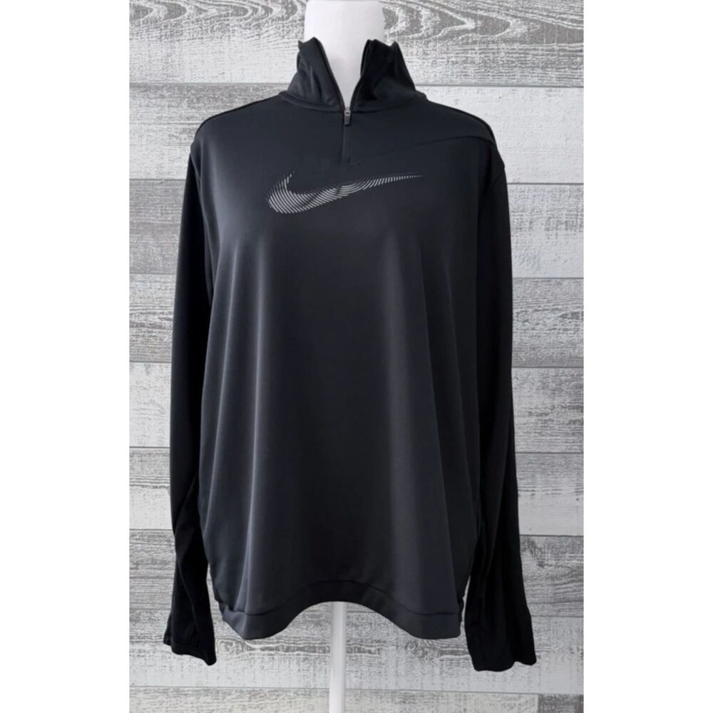 Nike Dri-Fit Activewear Black Running ¼ Zip Pullover Top Womens XXL